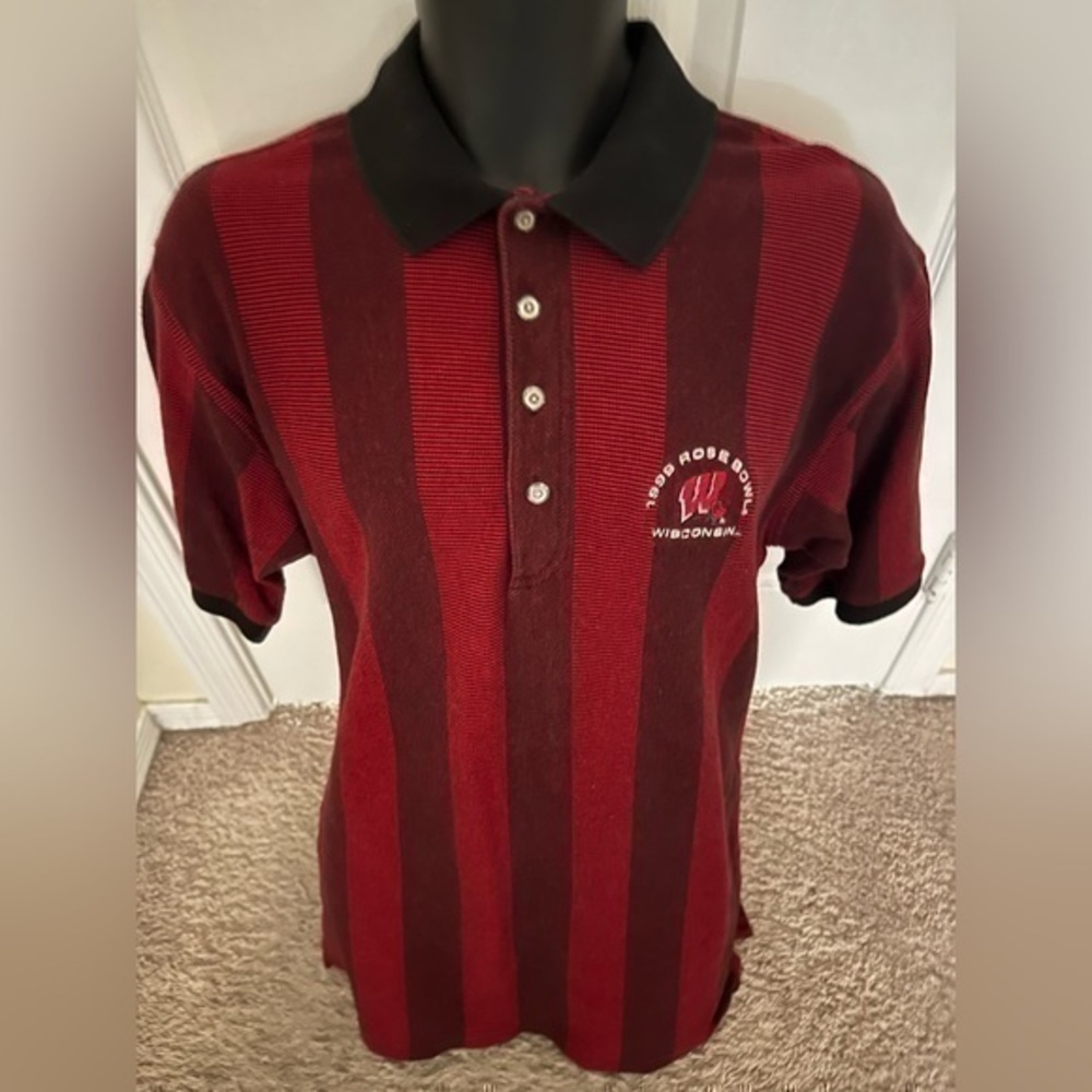 WISCONSIN BADGERS Rose Bowl 1999 polo button shirt made in America Antigua M
